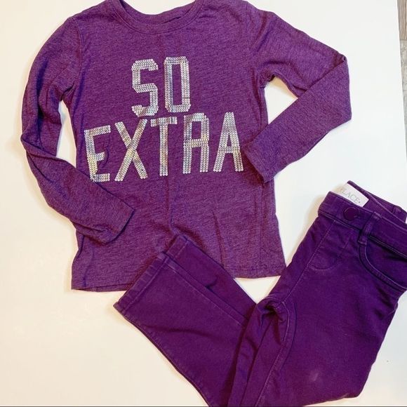 CHILDRENS PLACE Purple SO EXTRA long sleeve tee 4 - Picture 2 of 3